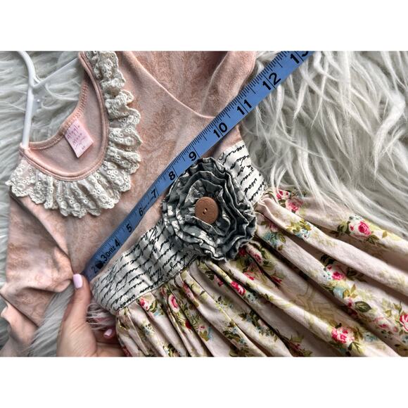 Giggle Moon Girl Floral Ruffle Lace Dress Long Sleeve Multicolor Size 6X - Picture 8 of 8